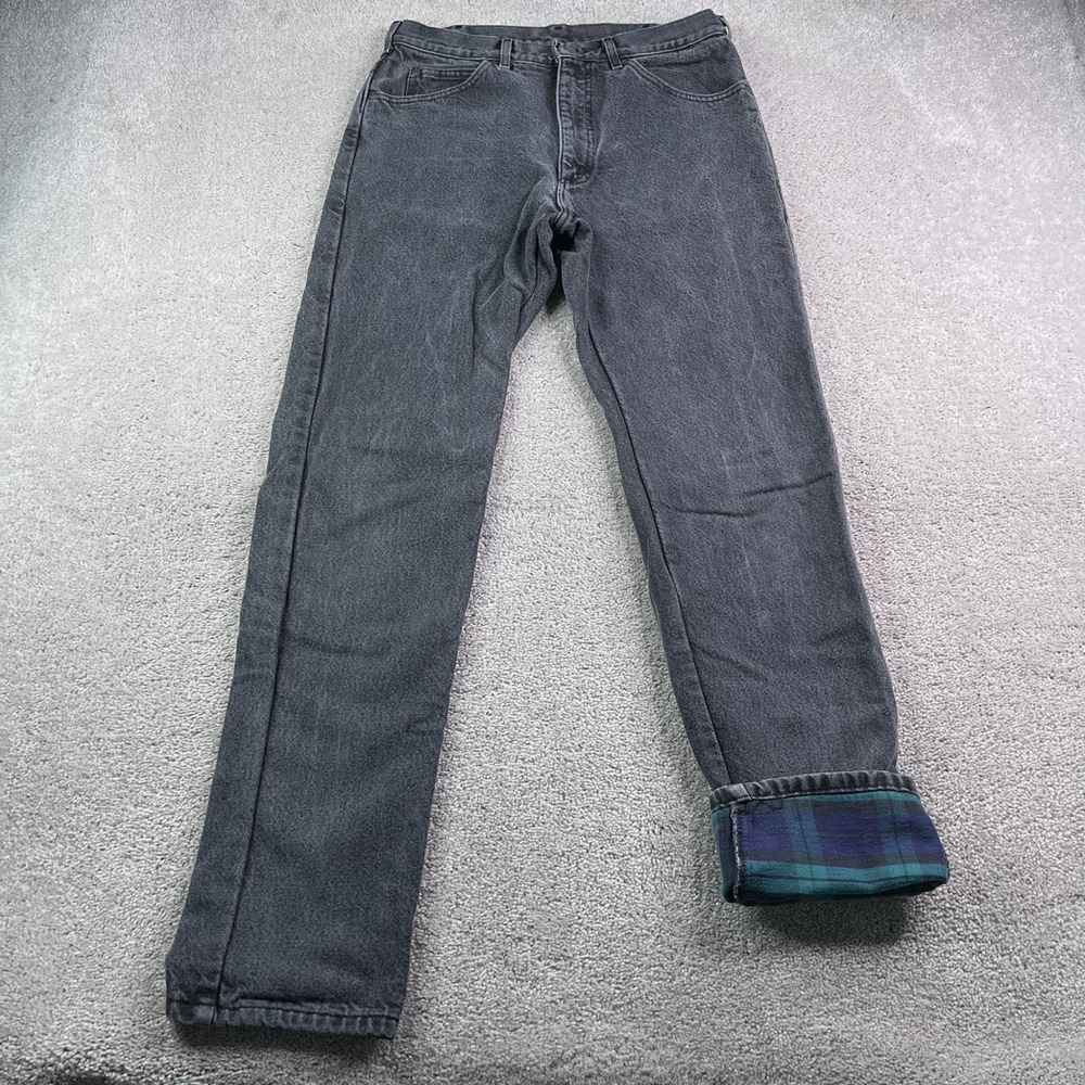 Vintage LL Bean Jeans Mens 34x34 (Fits 32x33) Black Flannel Lined Denim USA